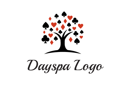 gambling card sign on tree logo