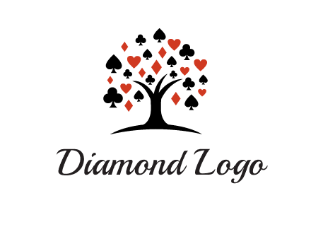 gambling card sign on tree logo