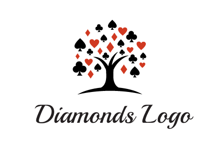 gambling card sign on tree logo