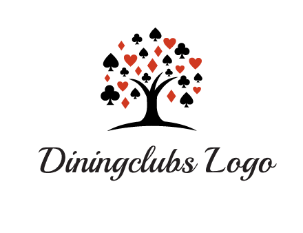 gambling card sign on tree logo