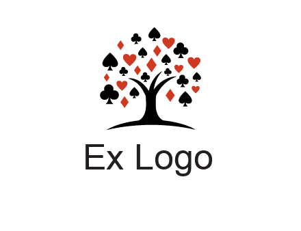 gambling card sign on tree logo