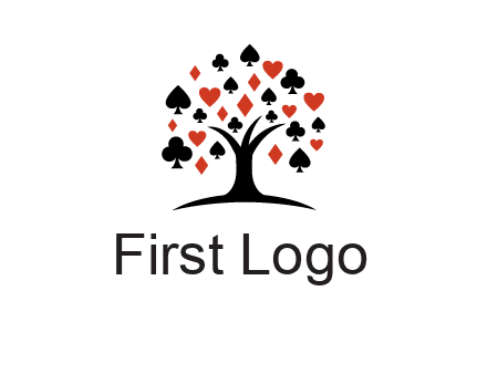 gambling card sign on tree logo