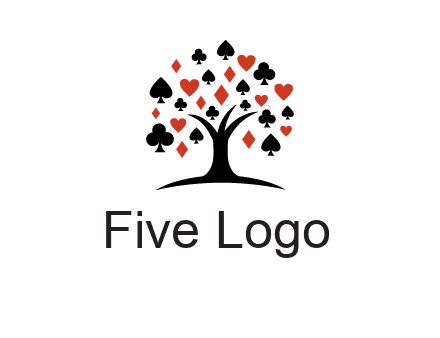 gambling card sign on tree logo