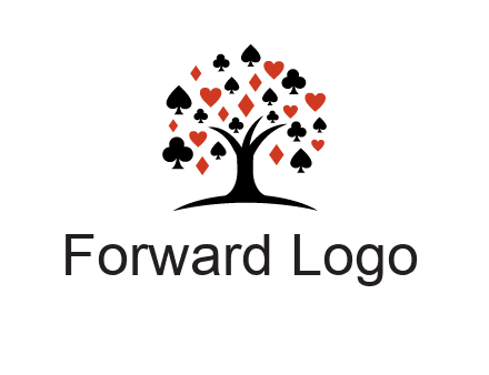 gambling card sign on tree logo