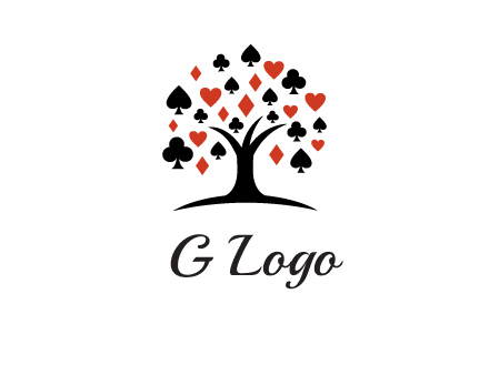 gambling card sign on tree logo