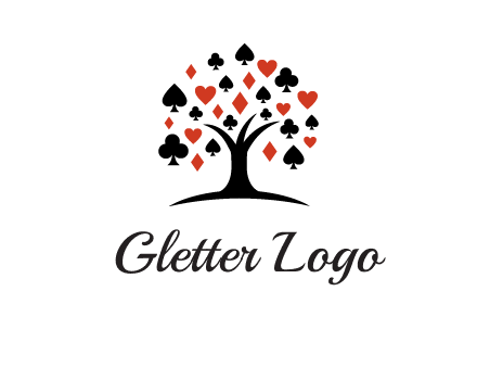 gambling card sign on tree logo