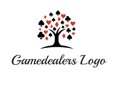 gambling card sign on tree logo