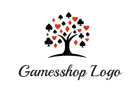 gambling card sign on tree logo