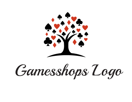 gambling card sign on tree logo