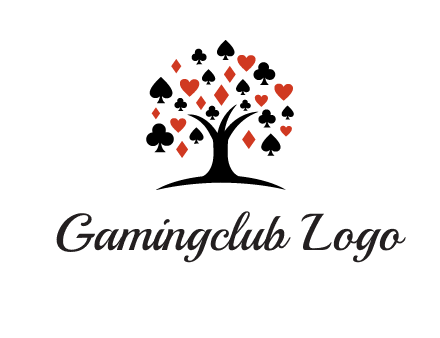 gambling card sign on tree logo