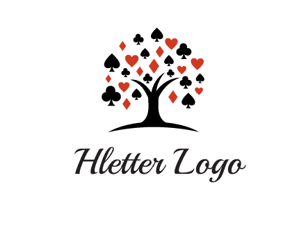 gambling card sign on tree logo