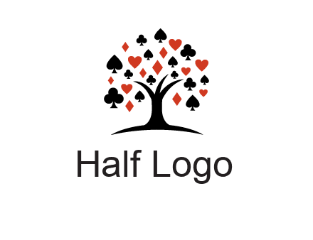 gambling card sign on tree logo