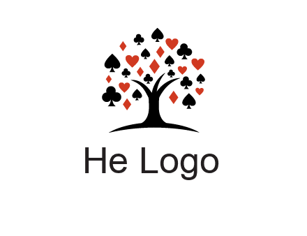 gambling card sign on tree logo