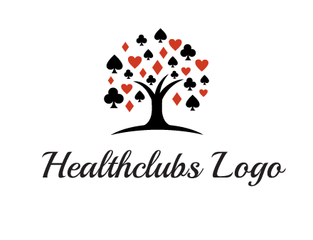 gambling card sign on tree logo