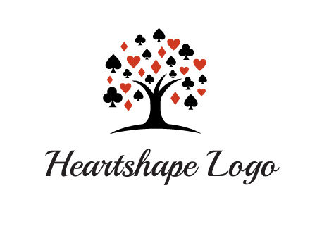 gambling card sign on tree logo