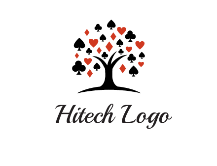 gambling card sign on tree logo