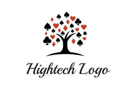 gambling card sign on tree logo