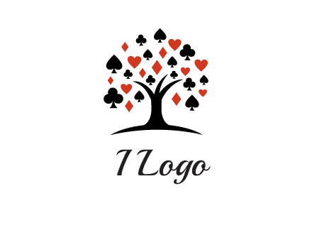 gambling card sign on tree logo