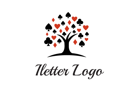 gambling card sign on tree logo