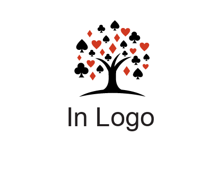 gambling card sign on tree logo