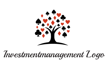 gambling card sign on tree logo