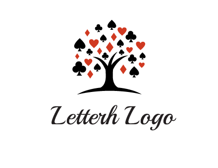 gambling card sign on tree logo