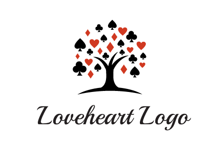 gambling card sign on tree logo