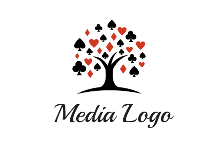 gambling card sign on tree logo
