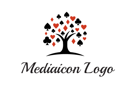 gambling card sign on tree logo