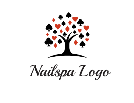 gambling card sign on tree logo