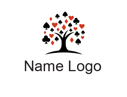 gambling card sign on tree logo