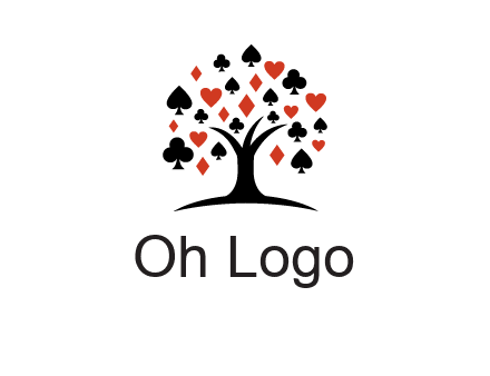 gambling card sign on tree logo