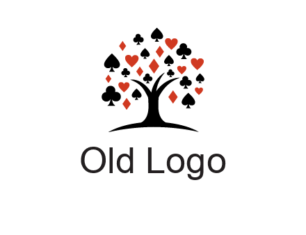gambling card sign on tree logo