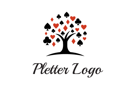 gambling card sign on tree logo