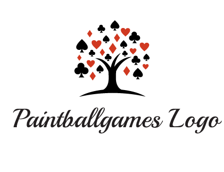 gambling card sign on tree logo