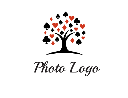 gambling card sign on tree logo