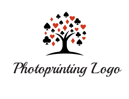 gambling card sign on tree logo