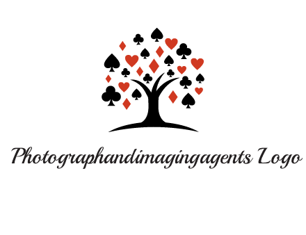 gambling card sign on tree logo
