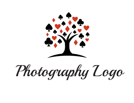 gambling card sign on tree logo