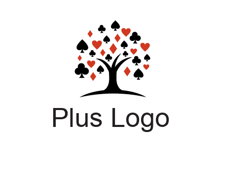 gambling card sign on tree logo