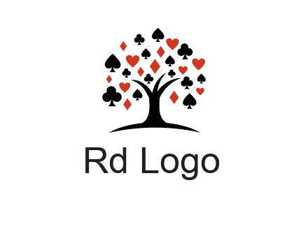 gambling card sign on tree logo