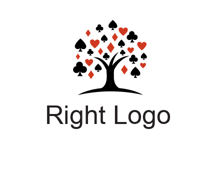 gambling card sign on tree logo