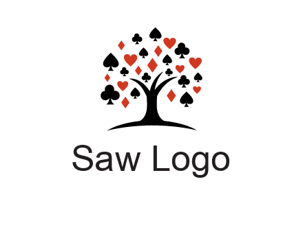 gambling card sign on tree logo