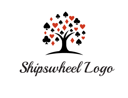gambling card sign on tree logo