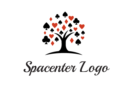 gambling card sign on tree logo