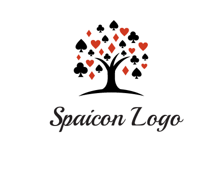gambling card sign on tree logo