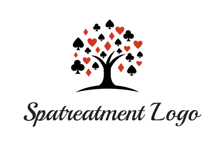 gambling card sign on tree logo