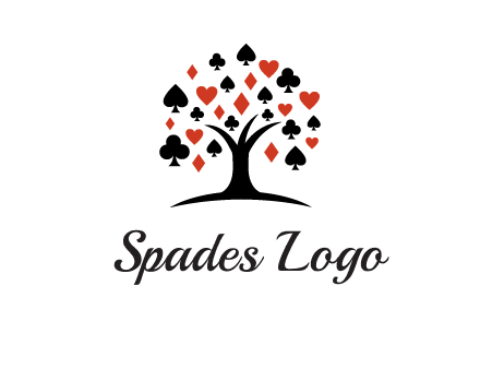 gambling card sign on tree logo