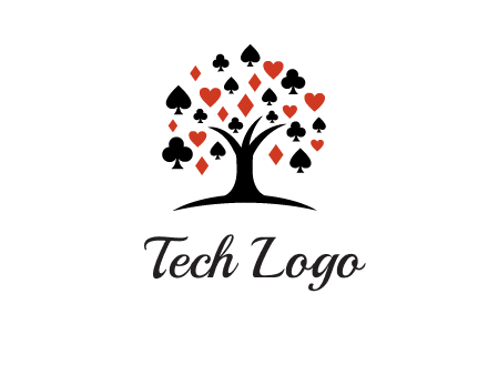 gambling card sign on tree logo