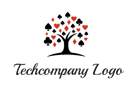 gambling card sign on tree logo